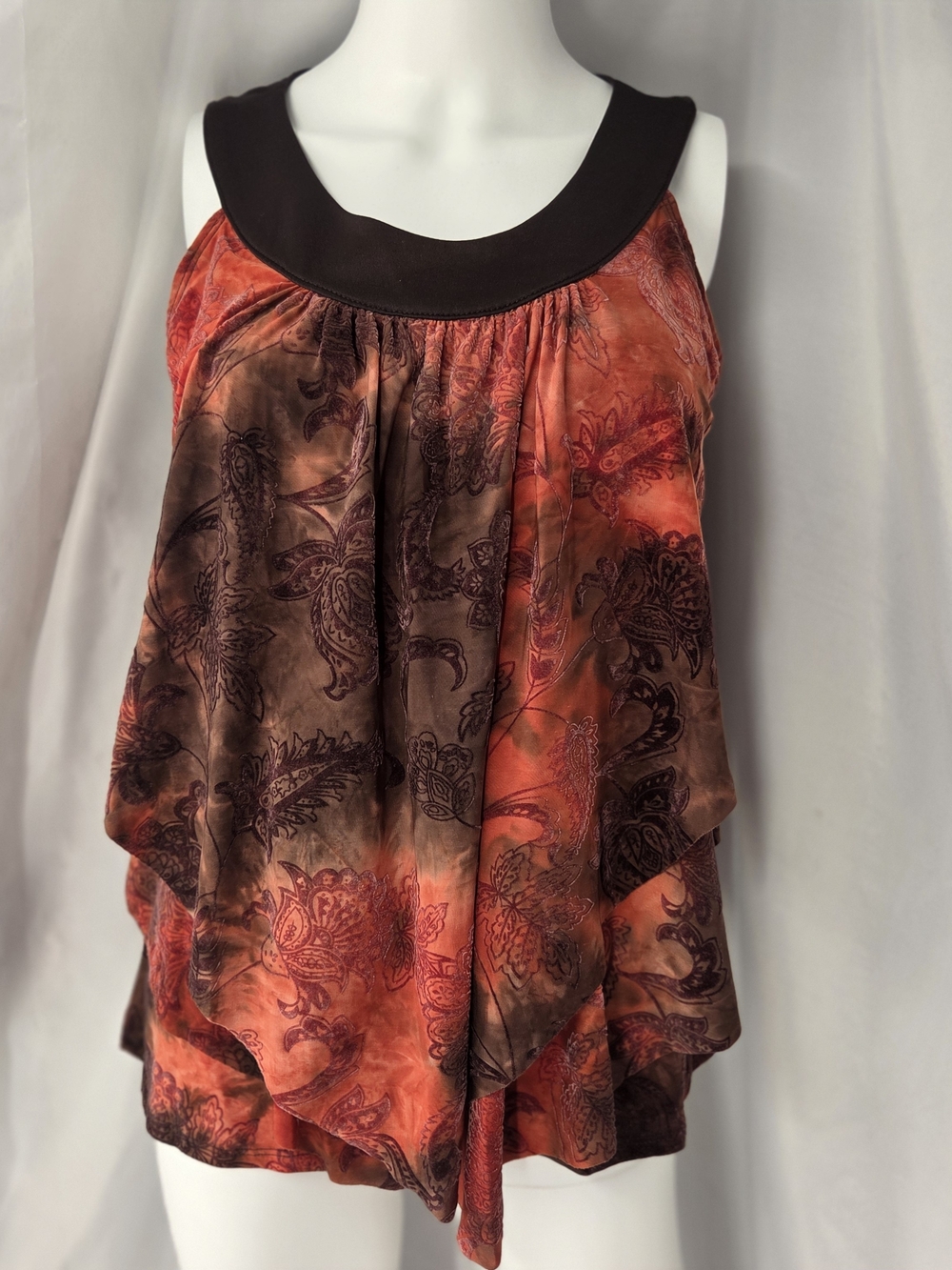 Vintage Dressbarn Y2K Velvet Burnout Paisley Tank Top Small Boho Whimsigoth